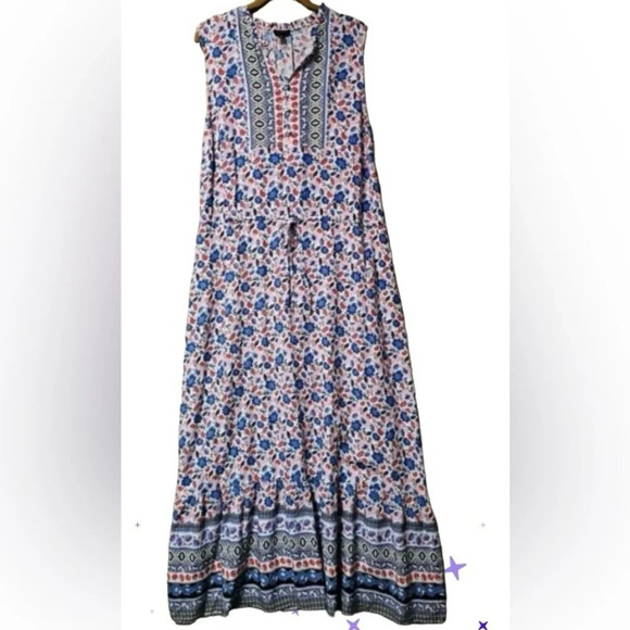 Talbot’s Floral print flowy Maxi dress with side zipper and pockets, size 8 - Picture 1 of 6